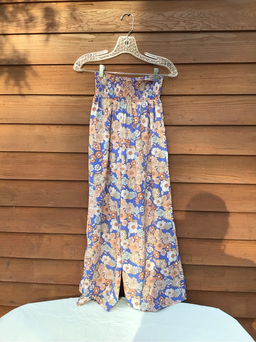 Sienna Sky Boho Floral Smocked Palazzo Wide-Leg Culottes Pants